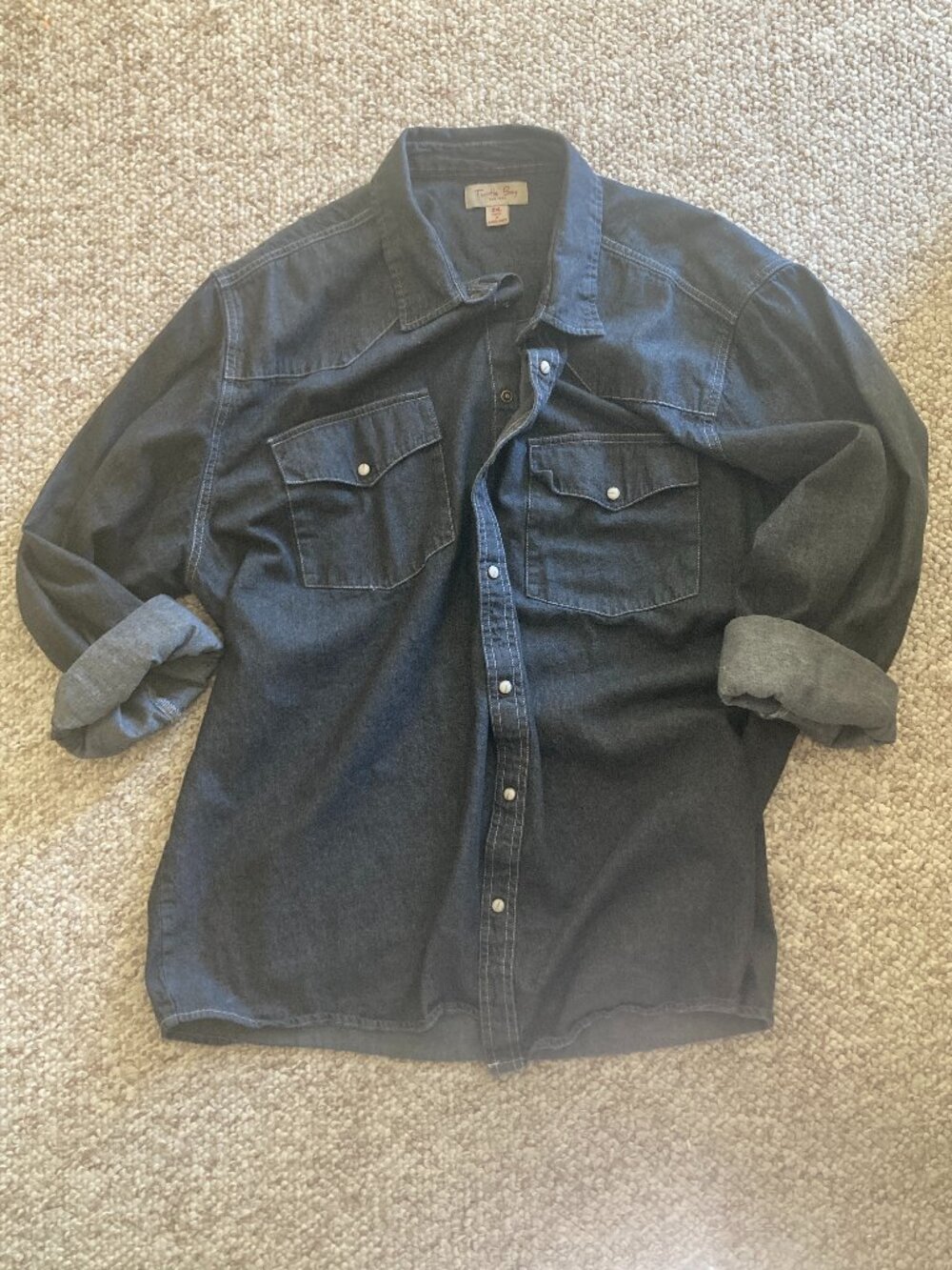 Turtle Bay black denim pearl snap western shirt size 2XL